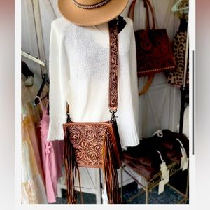 TOOLED FLOWER CROSSBODY